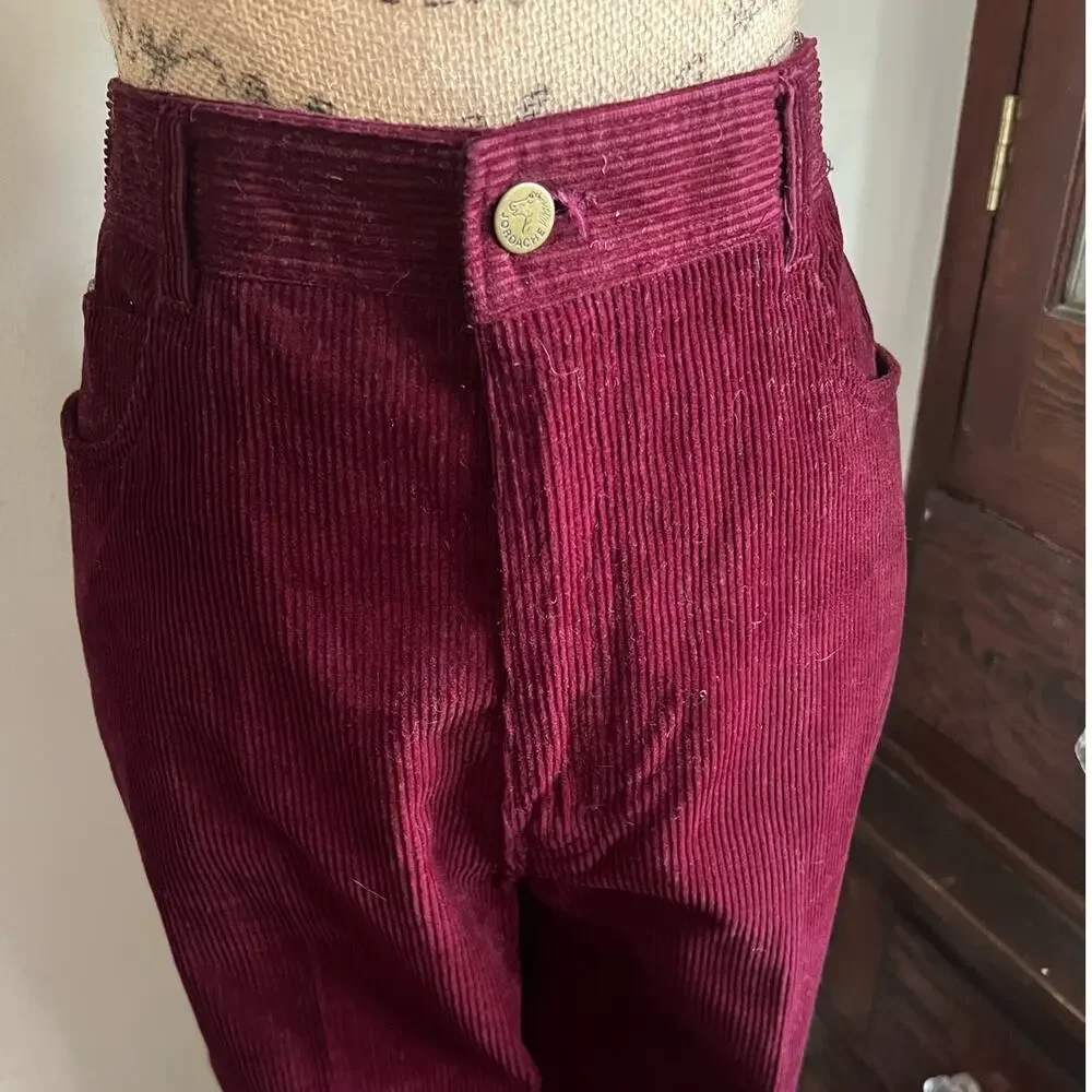 Vintage Jordache Corduroy Pants Cranberry High Rise Bootcut 32L